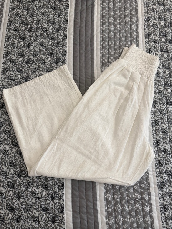 UEU Women's Linen Blend Palazzo Pants With Pockets - Picture 8 of 8